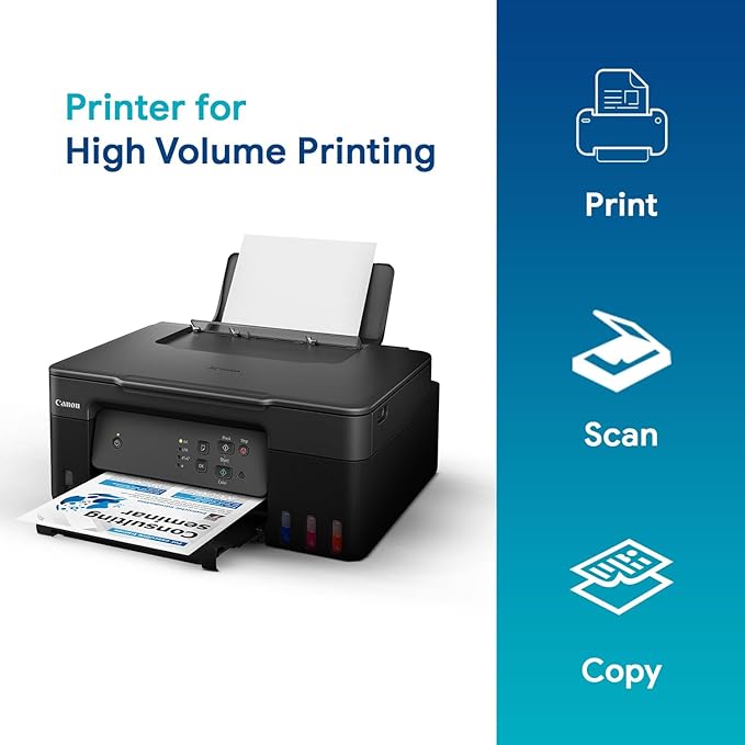 Canon PIXMA MegaTank G2730 All-in-one (Print, Scan, Copy) Inktank Printer with Small Size Ink Bottles, Scan The QR Code & Get a JBL Speaker