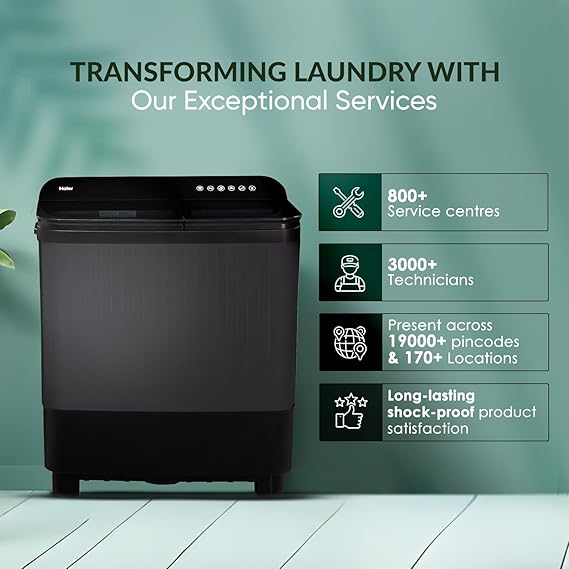 Haier-HTW100-178BKN 10 Kg 5 Star Semi Automatic Top Loading Washing Machine