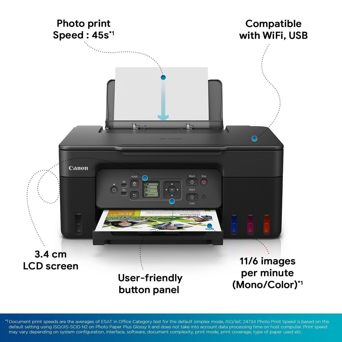 Canon PIXMA MegaTank G3770 BK All-in-one WiFi Inktank Colour Printer for Home & Office with 1 Year Additional Warranty on Product Registration
