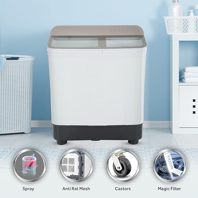 Haier- HTW70-178N 7 Kg Semi-Automatic Washing Machine With Toughened Glass