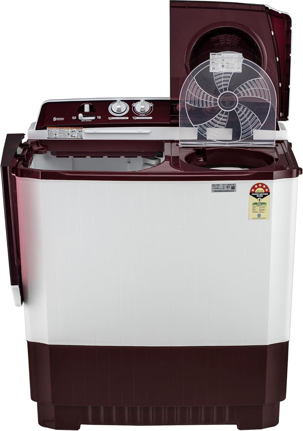 LG-P105ASRAZ 10.5 kg 5 Star Wind jet dry Semi-Automatic Top Load Washing Machine (Burgundy, Roller Jet Pulsator)