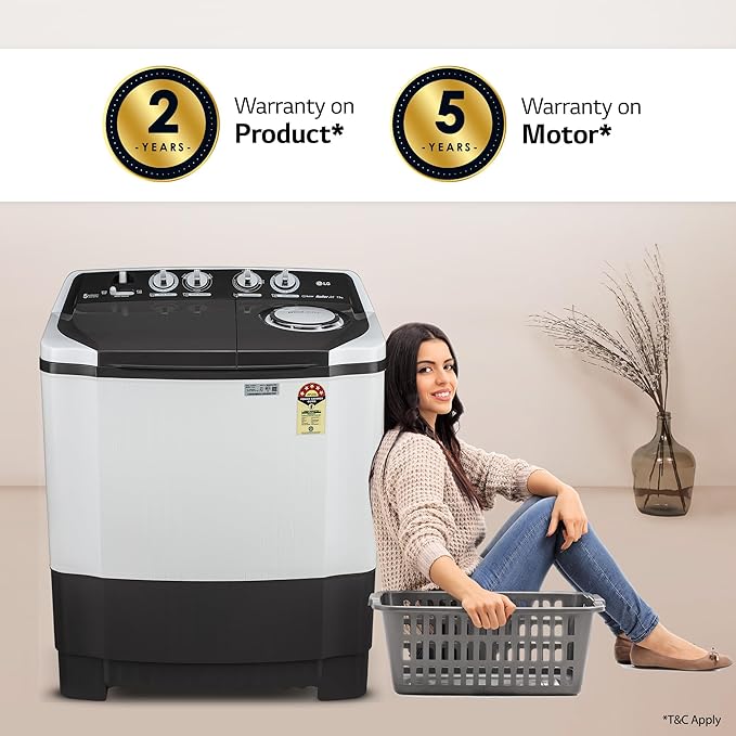 P7510RGAZ-LG 7.5 kg 5 Star Wind jet dry Semi-Automatic Top Load Washing Machine Dark Gray, Roller Jet Pulsator