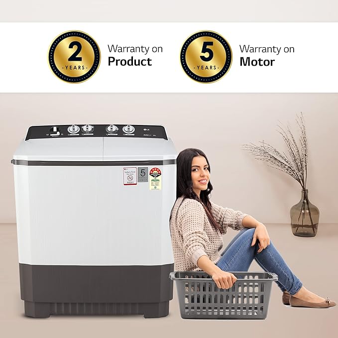 LG-P1040RGAZ 10 kg 5 Star Semi-Automatic Top Load Washing Machine Appliance ( Dark Gray, Roller Jet Pulsator)