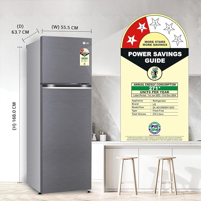 LG-GL-N312SDSY 272 L 2 Frost-Free Smart Inverter Compressor Double Door Refrigerator