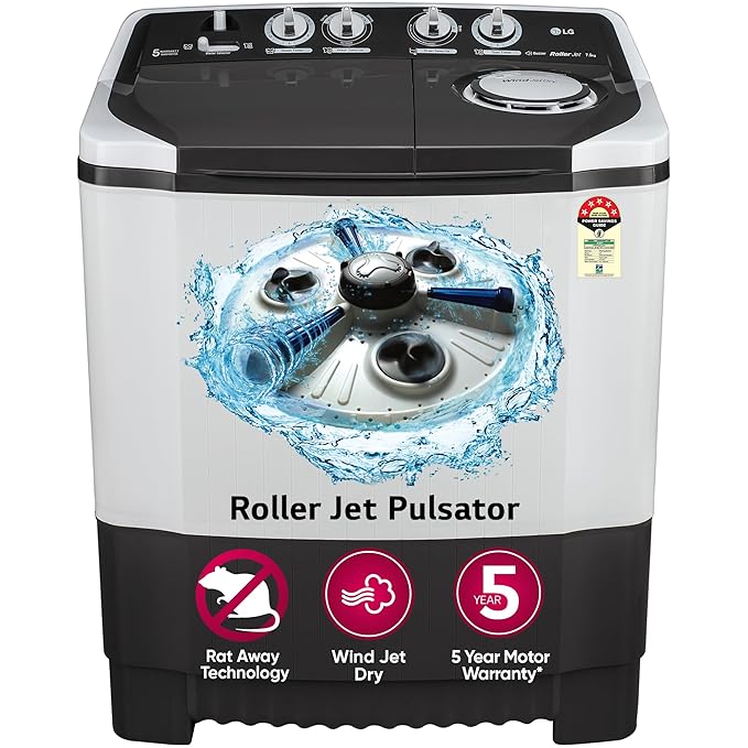 P7510RGAZ-LG 7.5 kg 5 Star Wind jet dry Semi-Automatic Top Load Washing Machine Dark Gray, Roller Jet Pulsator