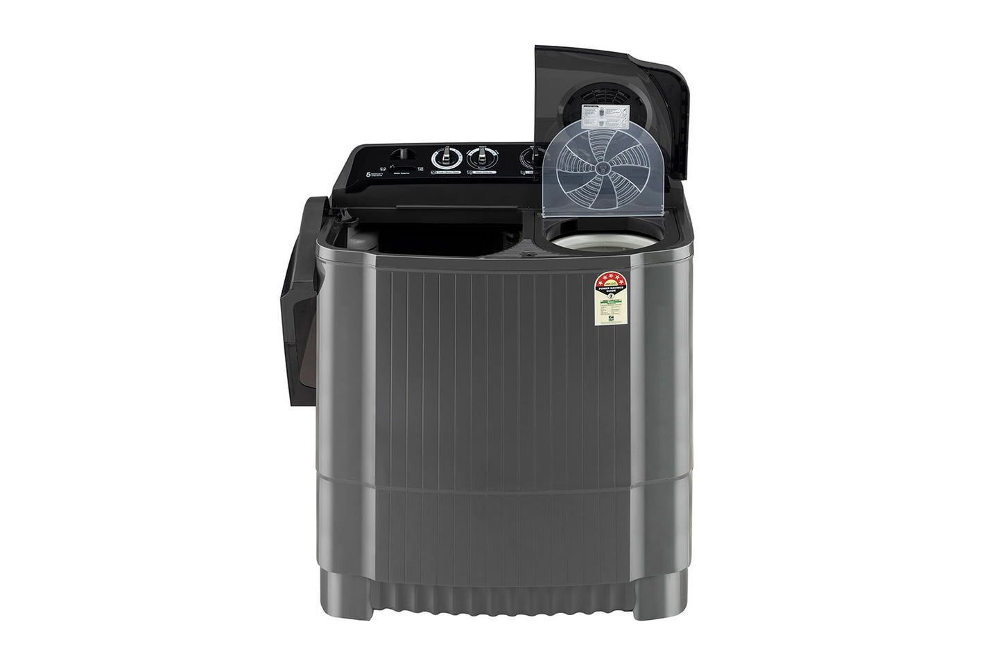 LG-P9555SKAZ 9.5Kg, Semi Automatic Top Load Washing Machine, Roller Jet Pulsator + Soak, Rat Away, Middle Black