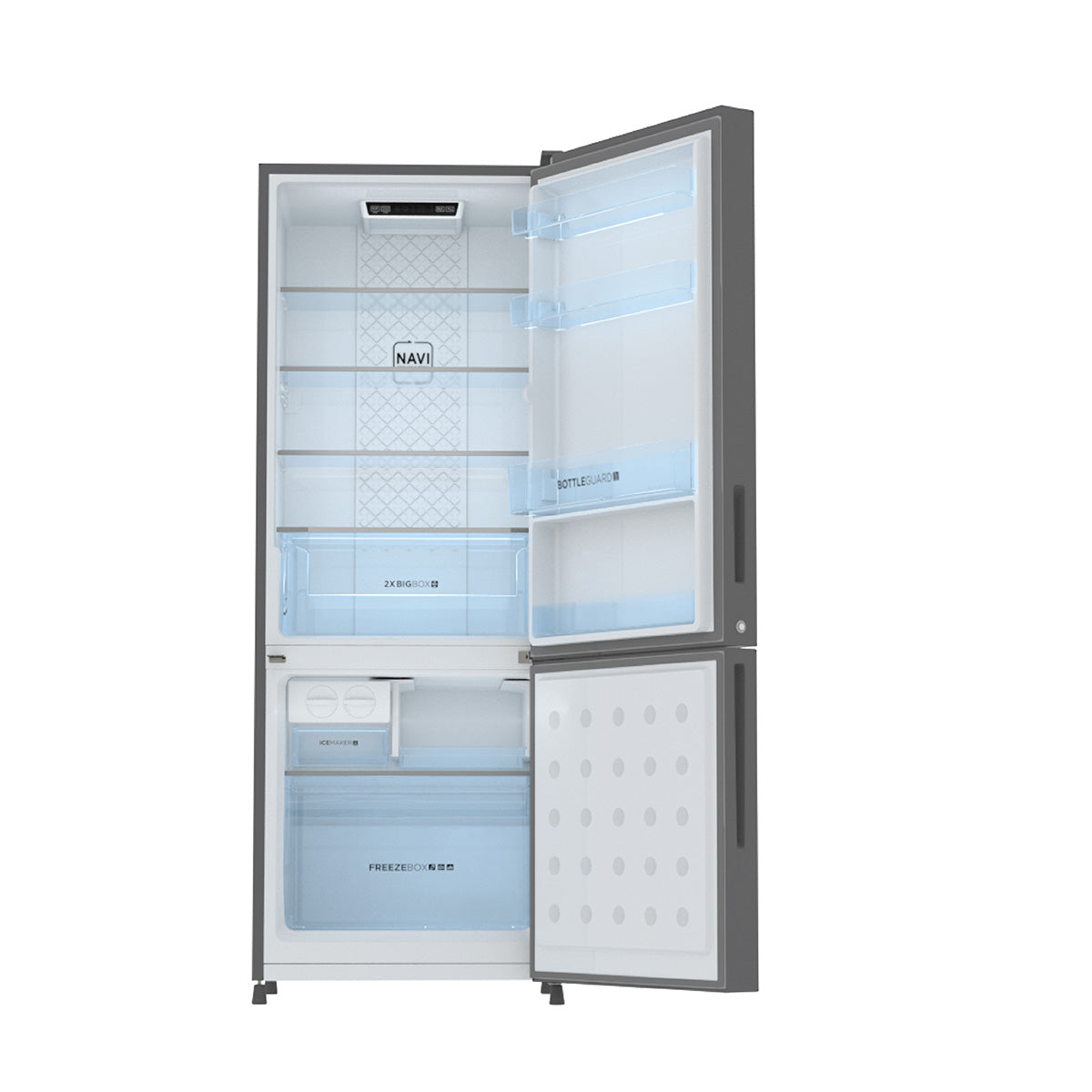 Haier-HRB-3152BIS-P 265L, 2 Star, Inox Steel Finish Bottom Mounted Frost Free Refrigerator