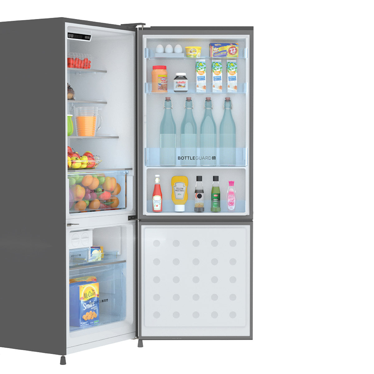 Haier-HRB-3152BIS-P 265L, 2 Star, Inox Steel Finish Bottom Mounted Frost Free Refrigerator