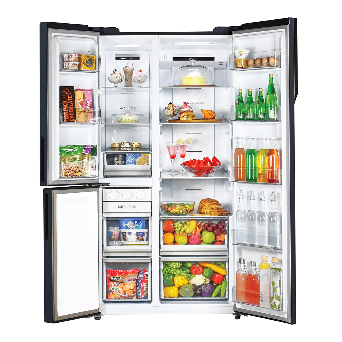 Haier HRT-683GKU 598L, Graphite Black Finish, 3 Door Side by side Refrigerator