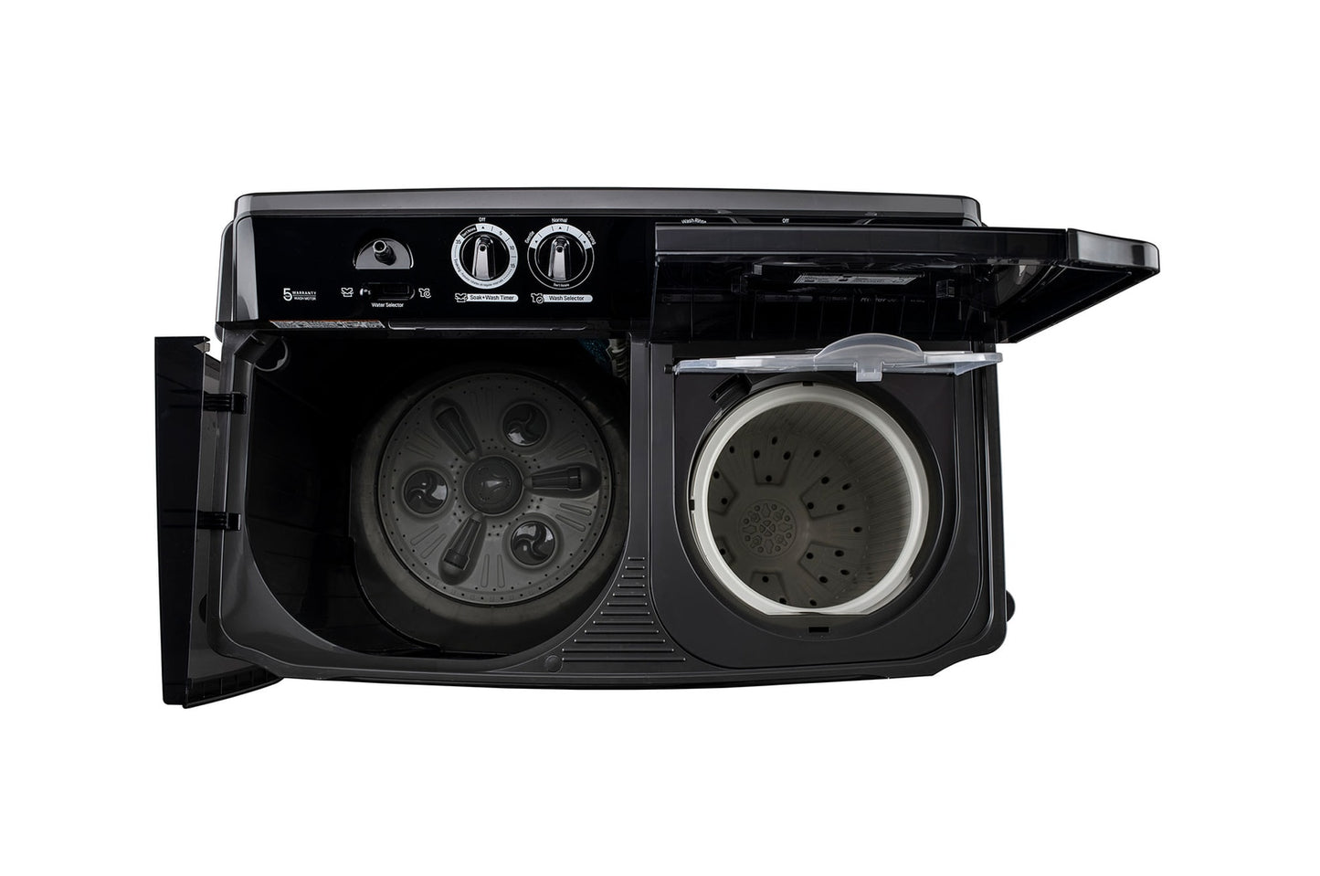 LG-P115ASLAZ 11.5Kg Semi Automatic Top Load Washing Machine, Roller Jet Pulsator + Soak, Full Black