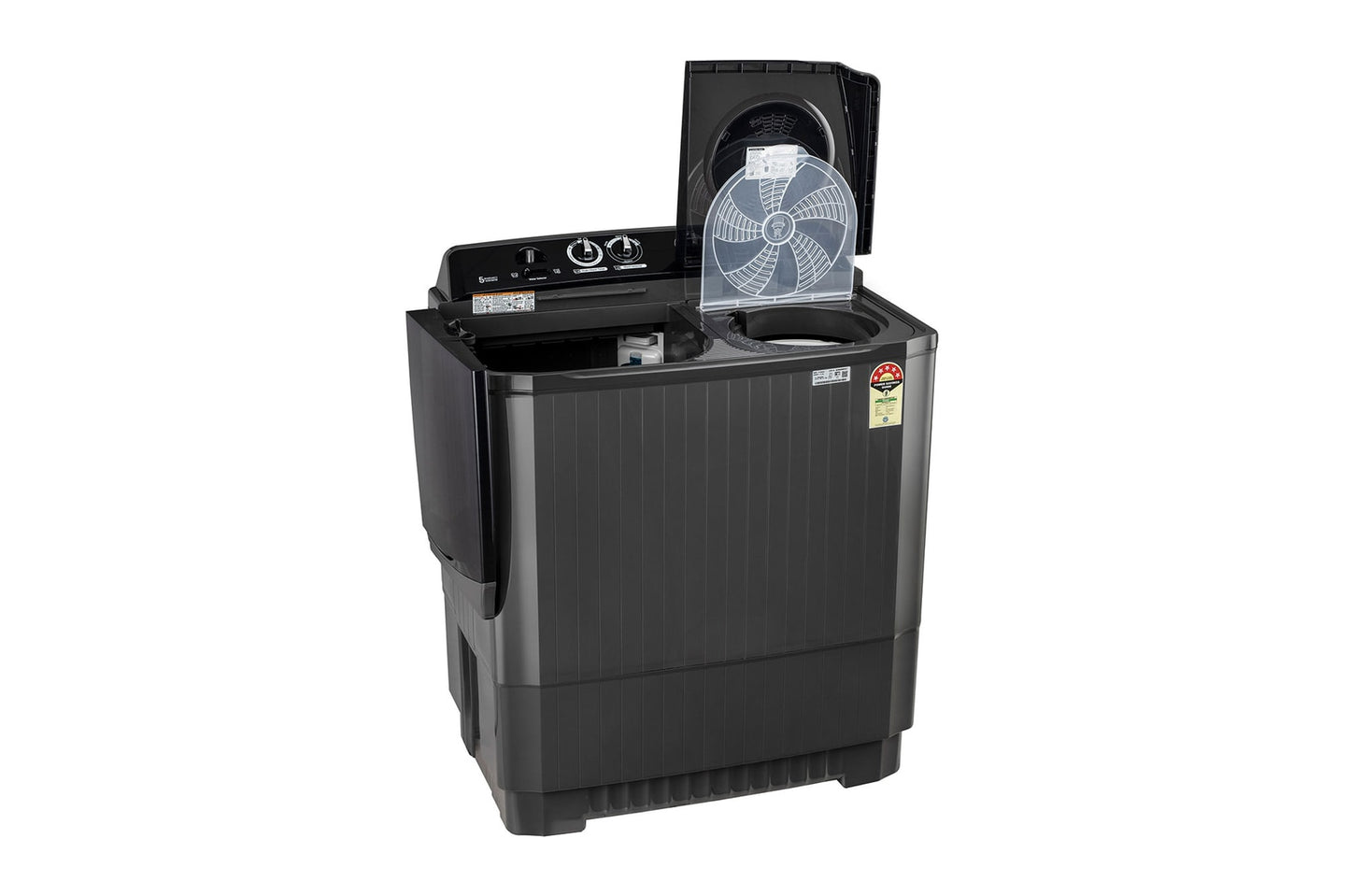 LG-P115ASLAZ 11.5Kg Semi Automatic Top Load Washing Machine, Roller Jet Pulsator + Soak, Full Black
