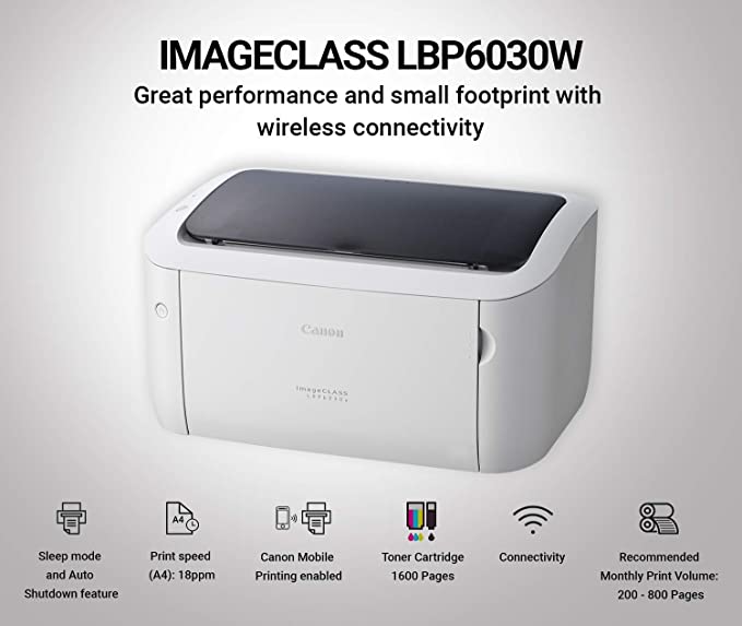 Canon imageCLASS LBP6030W Wi-Fi Mono Printer, Windows, Mac and Linux Support