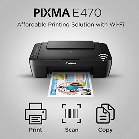 Canon Pixma E470 All-in-One Inkjet Printer (Black)