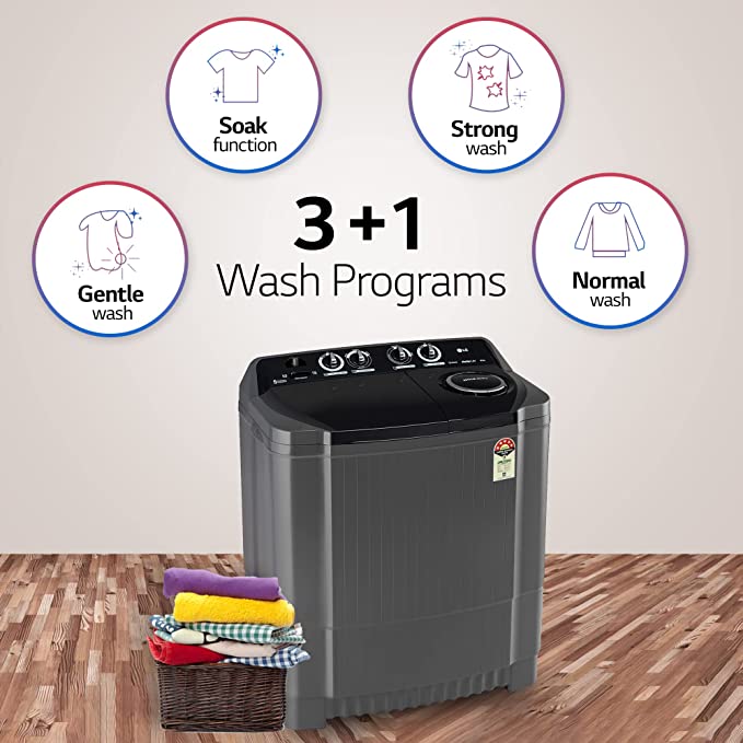 P8535SKMZ-LG 8.5 kg 5 Star Semi-Automatic Top Load Washing Machine Middle Black, Roller Jet Pulsator