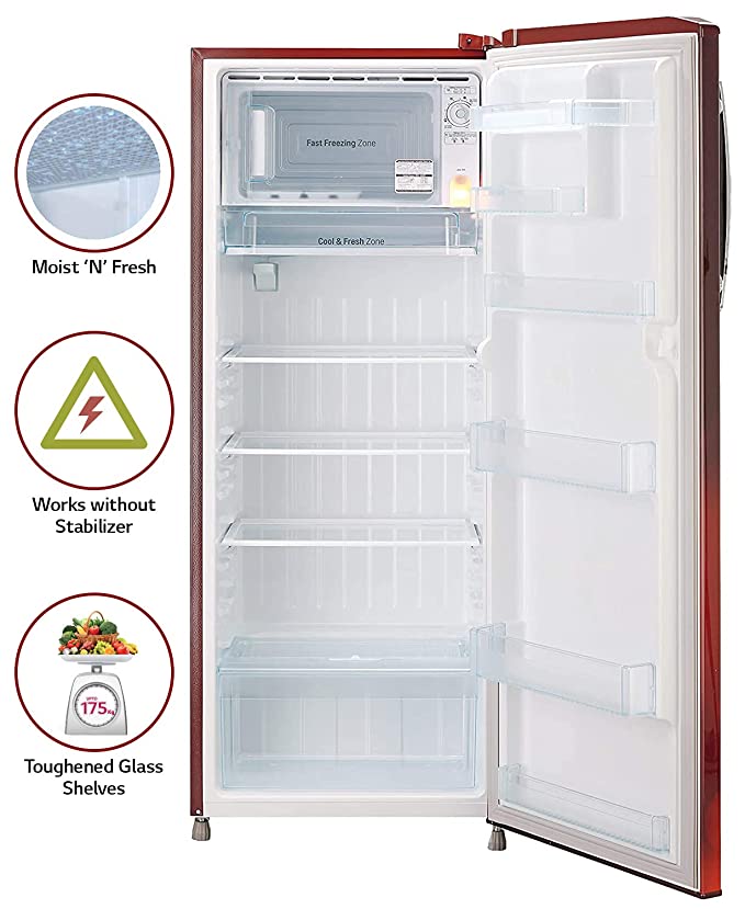 GL-B281BSCX-LG 270 L 3 Star Inverter Direct-Cool Single Door Refrigerator (Scarlet Charm, Moist 'N' Fresh, 2022 Model)