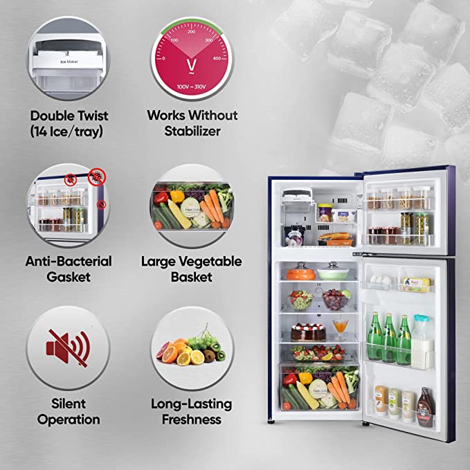 GL-N292BBEY-LG 242 L 2 Star Smart Inverter Frost-Free Double Door Refrigerator (Blue Euphoria, Smart Connect)