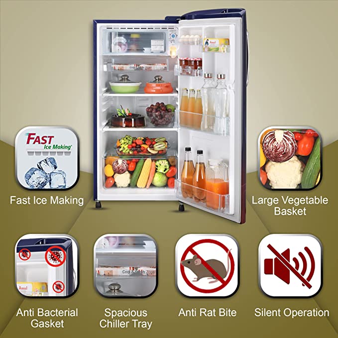 LG-GL-B201ABPD-185 L 3 Star Direct-Cool Single Door Refrigerator (Blue Plumeria, Moist 'N' Fresh, Gross Volume- 190 L)