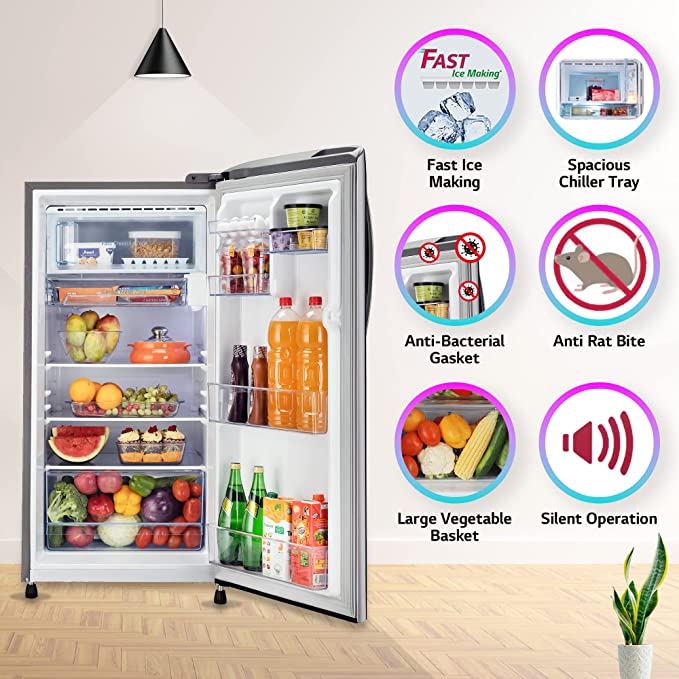 GL-B211CPZY -LG 204 L 4 Star Direct-Cool Smart Inverter Compressor Single Door Refrigerator ( Ruby Regal, Smart Connect)
