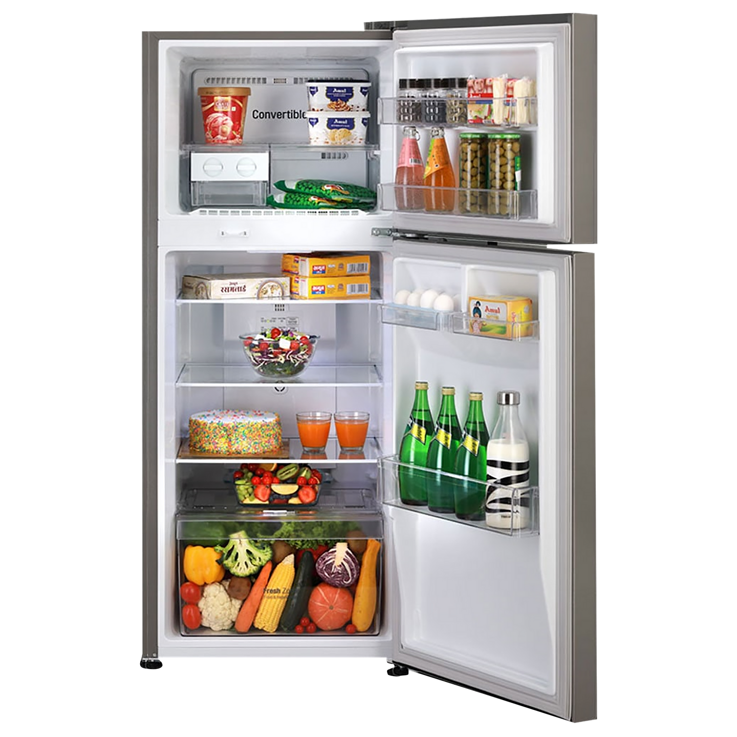 GL-S292RPZY-LG 260 Litres 2 Star Frost Free Double Door Convertible Refrigerator with Multi Air Flow System ( Shiny Steel)