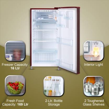 GL-B199OSED-LG 185 L Direct Cool Single Door 3 Star Refrigerator with Fast Ice Making (Scarlet Euphoria, )