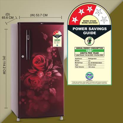 GL-B199OSED-LG 185 L Direct Cool Single Door 3 Star Refrigerator with Fast Ice Making (Scarlet Euphoria, )