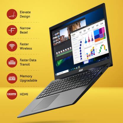 UN.EGJSI.033-Acer Extensa Core i3 11th Gen - (8 GB/256 GB SSD/Windows 11 Home) EX 215-54 Thin and Light Laptop (15.6 Inch, Charcoal Black, 1.7 Kg)