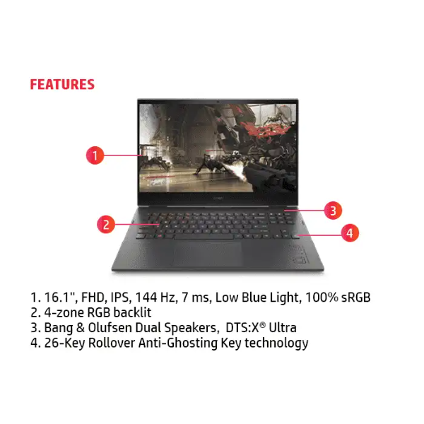 OMEN by HP Gaming Laptop 16 (40.9 cm) c0136AX AMD Ryzen™ 5 processor| Windows 11 pre-installed| 40.9 cm (16.1) diagonal FHD display|NVIDIA® GeForce® GTX 1650| 512 GB PCIe® NVMe™ TLC M.2 SSD|8 GB DDR4-3200 SDRAM (1 x 8 GB)|RGB 4 zone Anti-ghosting KBD