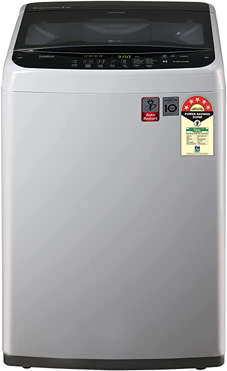 T80SPSF2Z-LG 8.0 Kg 5 Star Smart Inverter Fully-Automatic Top Loading Washing Machine , Middle Free Silver, Turbodrum), 8 Kg