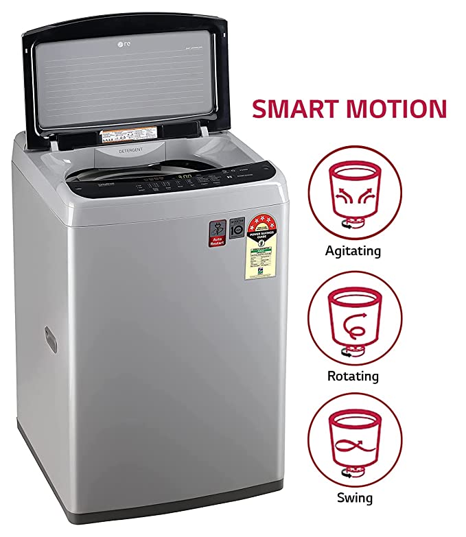 T80SPSF2Z-LG 8.0 Kg 5 Star Smart Inverter Fully-Automatic Top Loading Washing Machine , Middle Free Silver, Turbodrum), 8 Kg