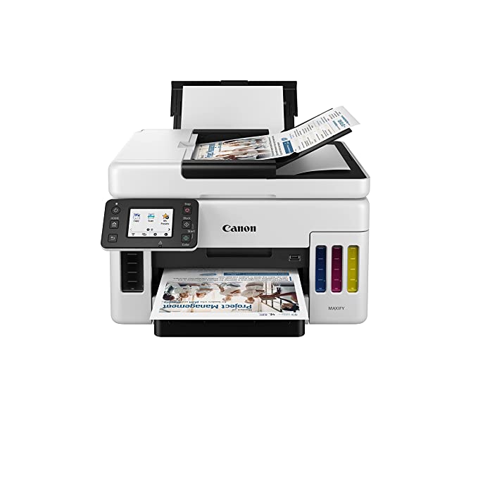 Canon MAXIFY GX6070 All-in-One Wireless Ink Tank (Colour) Business Printer for High Volume Document Printing, White and Black, Standard
