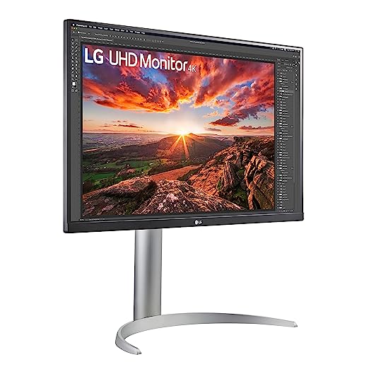 LG 27UP650 W-LG Monitor 27” UHD (3840 x 2160) IPS Display, VESA DisplayHDR 400, DCI-P3 95% Color Gamut, 3-Side Virtually Borderless Display, Height/Pivot/Tilt Adjustable Stand – Silver