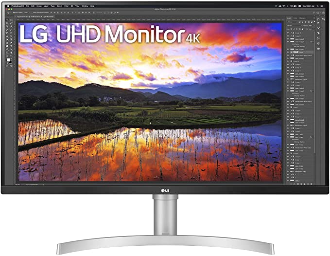 32UN650-LG W Monitor 32" UHD (3840 x 2160) IPS Ultrafine Display, HDR10 Compatibility, DCI-P3 95% Color Gamut, AMD FreeSync, 3-Side Virtually Borderless Design, Height Adjustable Stand - Silve/White