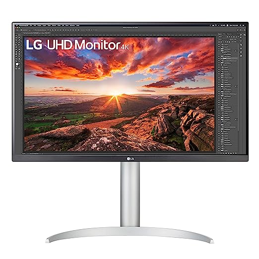 LG 27UP650 W-LG Monitor 27” UHD (3840 x 2160) IPS Display, VESA DisplayHDR 400, DCI-P3 95% Color Gamut, 3-Side Virtually Borderless Display, Height/Pivot/Tilt Adjustable Stand – Silver