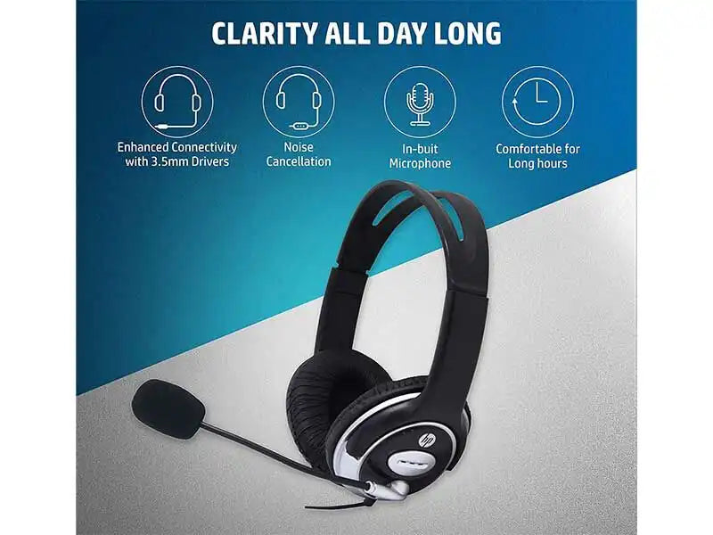 HP Wired On Ear Headphones With Mic noise cancelling
