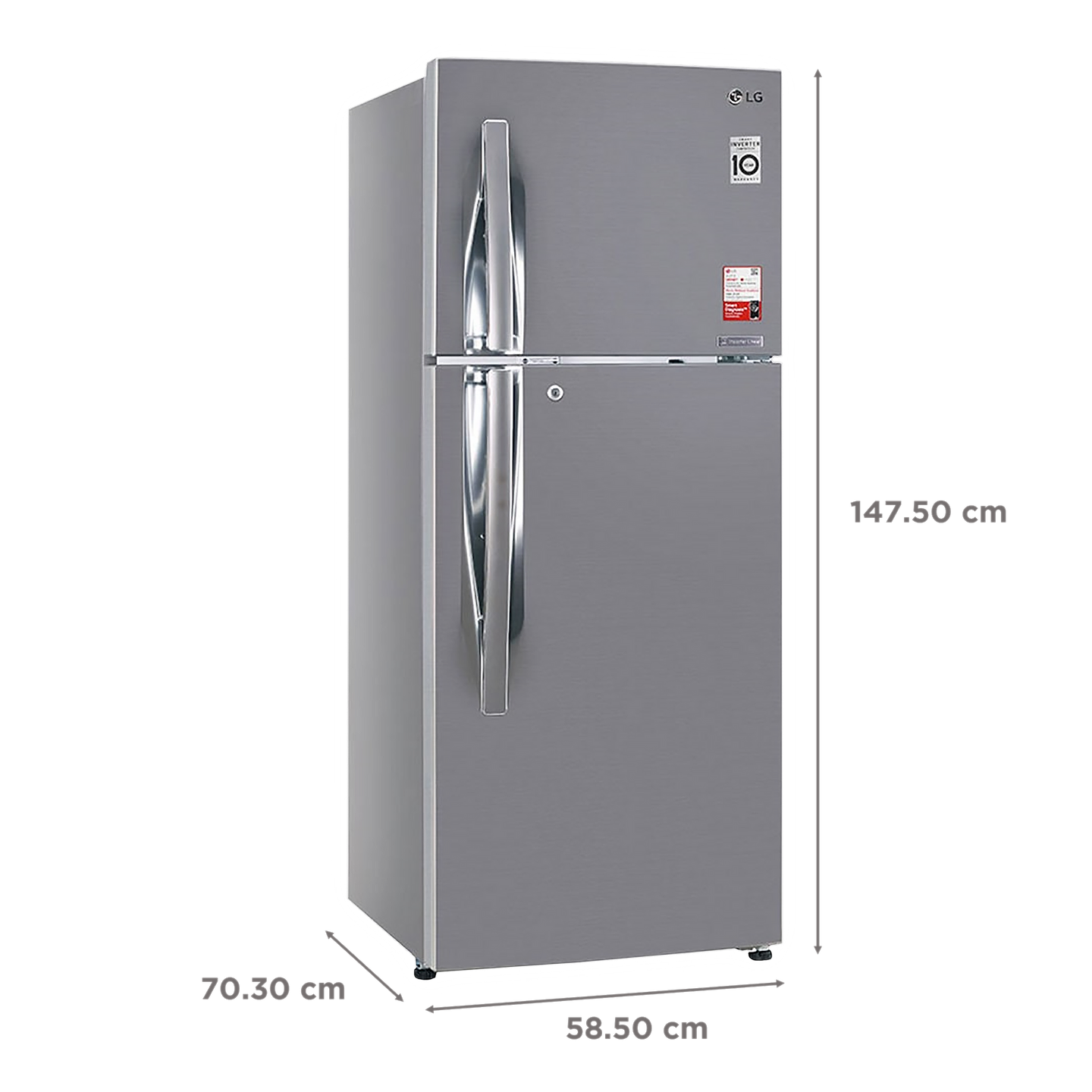 GL-S292RPZY-LG 260 Litres 2 Star Frost Free Double Door Convertible Refrigerator with Multi Air Flow System ( Shiny Steel)